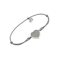 Браслет ЗАПОВЕДЬ НОВУЮ ДАЮ из серебра на серой нити