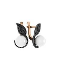 Серьги из позолоченного серебра с жемчугом и шпинелью