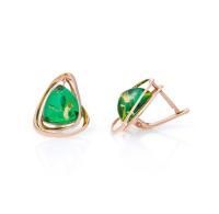 Серьги из золоченого серебра с изумрудным янтарем