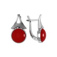 Серьги из серебра с натуральным кораллом