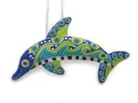 Брошь Дельфин из серебра с эмалью и фианитами