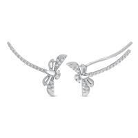 Серьги-каффы Стрекозы из серебра с фианитами