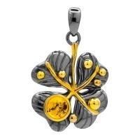 Подвеска из комбинированного серебра с янтарем и позолотой