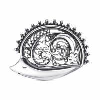 Брошь Ёжик из черненого серебра со сканью