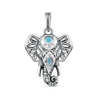 Подвеска Слон из черненого серебра с эмалью