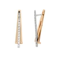 Серьги из комбинированного золота с фианитами