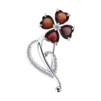 Брошь из серебра с гранатами и фианитами (SOKOLOV)