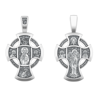 Подвеска крестДЕИСУС. АНГЕЛ ХРАНИТЕЛЬ из серебра с чернением