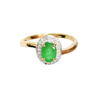 Кольцо из красного золота с изумрудом и бриллиантами