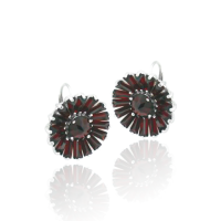 Серьги из серебра с натуральным гранатом