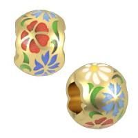 Бусина «ПОЛЕВЫЕ ЦВЕТЫ» из серебра с позолотой и эмалью