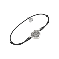 Браслет ЗАПОВЕДЬ НОВУЮ ДАЮ из серебра на черной нити