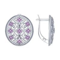 Серьги из серебра с сиреневыми фианитами (SOKOLOV)