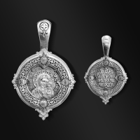 Образок из серебра Казанская икона Божией Матери.