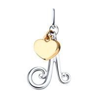 Подвеска Буква Л из серебра с позолотой