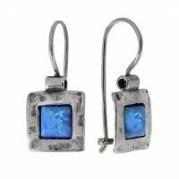 Серьги из серебра с искусственным опалом