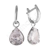 Серьги-трансформеры из серебра с фианитами