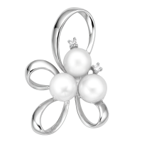 Подвеска из серебра с натуральным жемчугом и фианитами