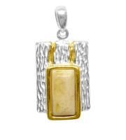 Подвеска из серебра с белым янтарем и позолотой