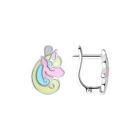 Серьги Единорожки из серебра с эмалью