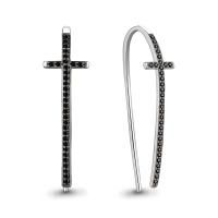 Серьги кресты из серебра с нанокристаллами