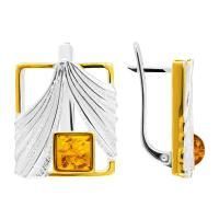 Серьги из серебра с янтарем и позолотой