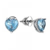 Серьги пусеты из серебра с натуральным топазом