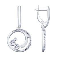 Серьги из серебра с фианитами Sokolov