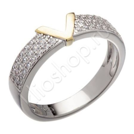 Кольцо из серебра с позолотой и фианитами