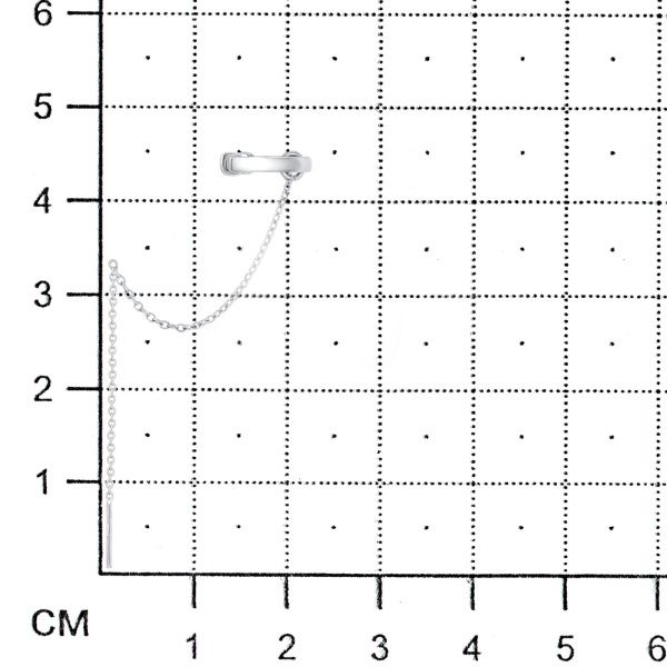 Серьга кафф одинарная из серебра без вставок
