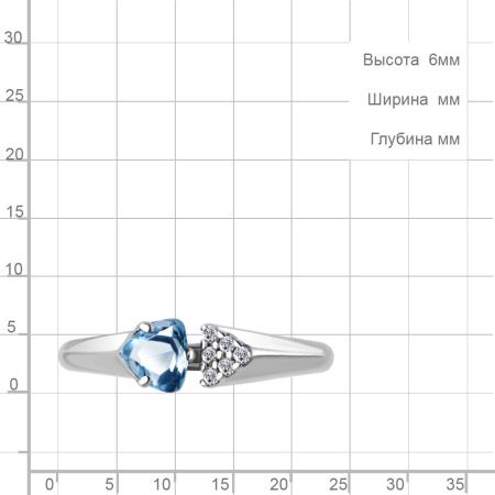 Кольцо из серебра с топазом и фианитами