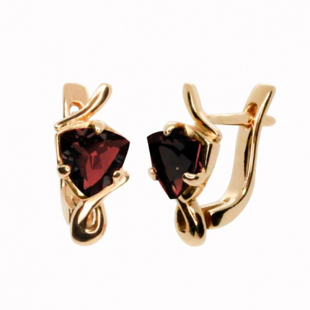 Серьги из красного золота с гранатом