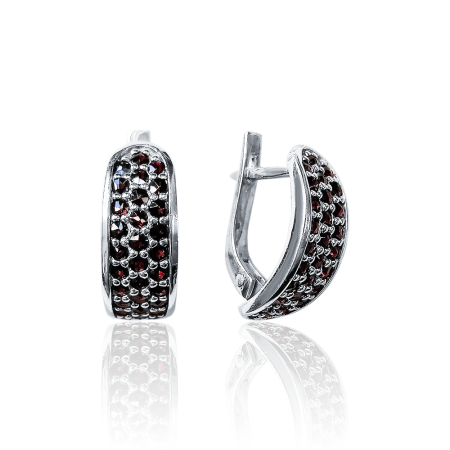 Серьги из серебра с натуральным гранатом