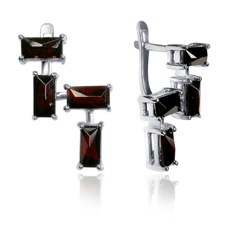 Серьги из серебра с натуральным гранатом