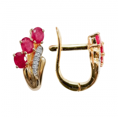 Серьги из красного золота с рубинами и бриллиантами