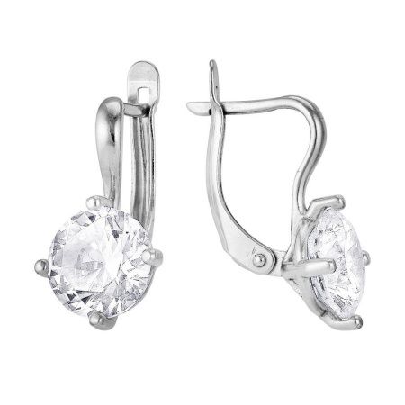 Серьги из серебра с фианитами