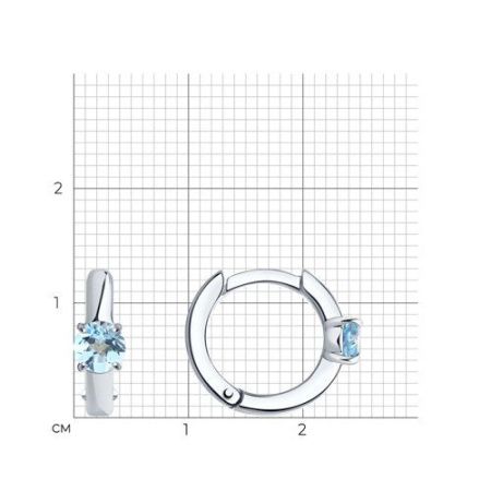 Маленькие серьги из серебра с голубыми топазами