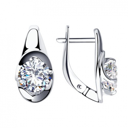 Серьги из серебра с фианитами (SOKOLOV)