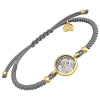 Серый плетёный браслет «АНГЕЛ-ХРАНИТЕЛЬ» из серебра с позолотой