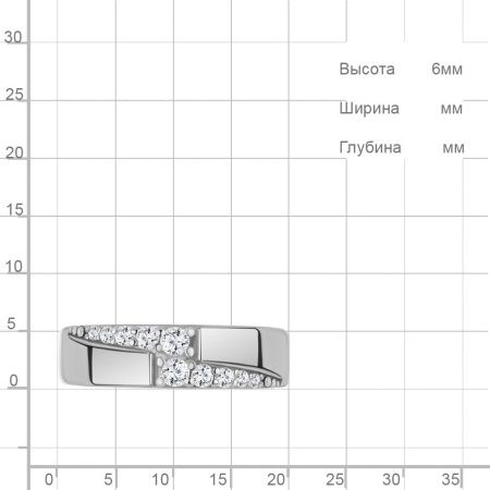 Кольцо из серебра с дорожками фианитов