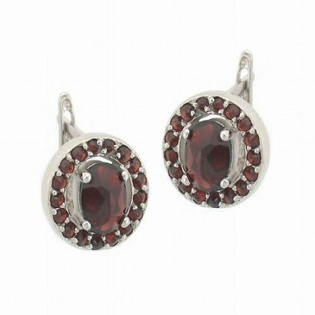 Серьги из серебра с натуральным гранатом