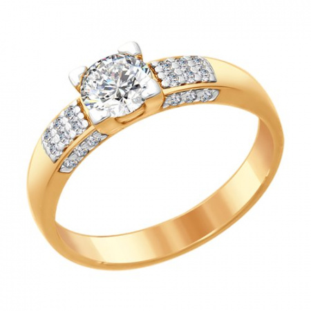 Помолвочное кольцо из позолоченного серебра с кристаллом SWAROVSKI Sokolov