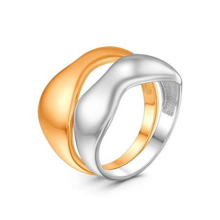 Двойное кольцо из серебра с позолотой без вставок