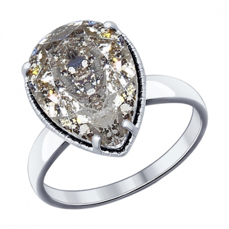 Кольцо из серебра с чёрным кристаллом Swarovski (SOKOLOV)