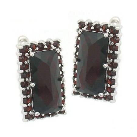 Серьги из серебра с натуральным гранатом