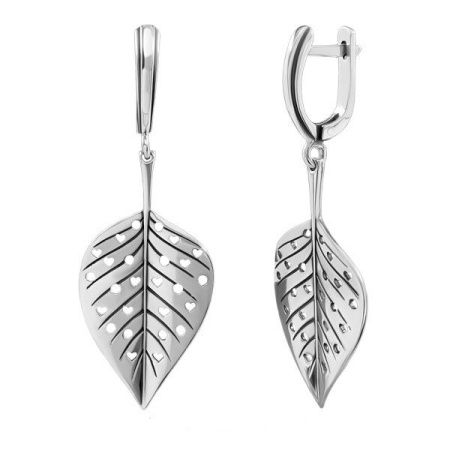 Серьги Листья из серебра без вставок