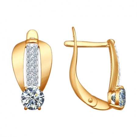 Серьги из золочёного серебра с фианитами (SOKOLOV)