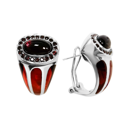 Серьги из серебра с натуральным гранатом