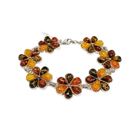 Браслет из серебра с натуральным янтарем