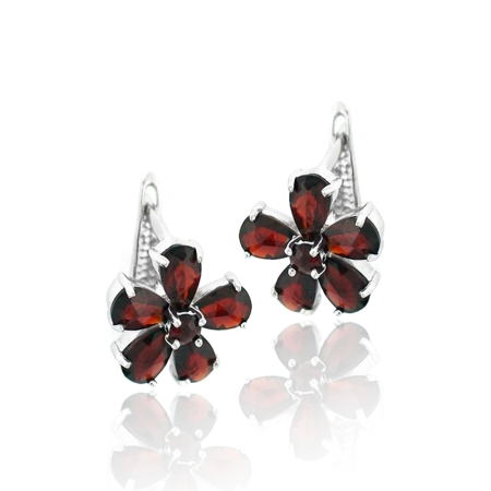 Серьги из серебра с натуральным гранатом